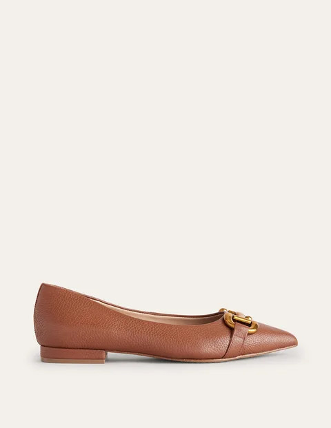 Iris Snaffle Ballet Flat - Tan Tumbled Leather | Boden (UK & IE)