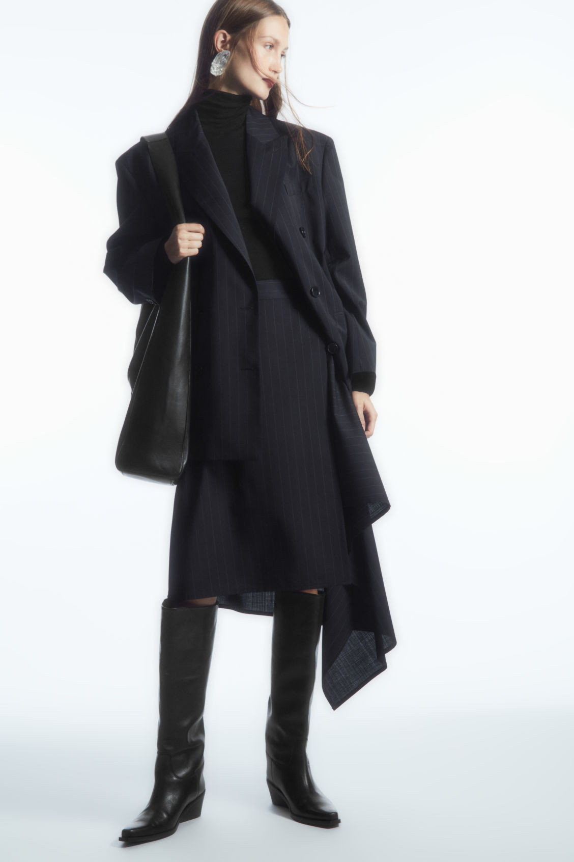 ASYMMETRIC PINSTRIPED WOOL SKIRT | COS (US)