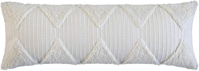 Amazon.com: Fennco Styles Handcrafted Tufted Geometric Decorative Lumbar Throw Pillow 14" W x 30"... | Amazon (US)
