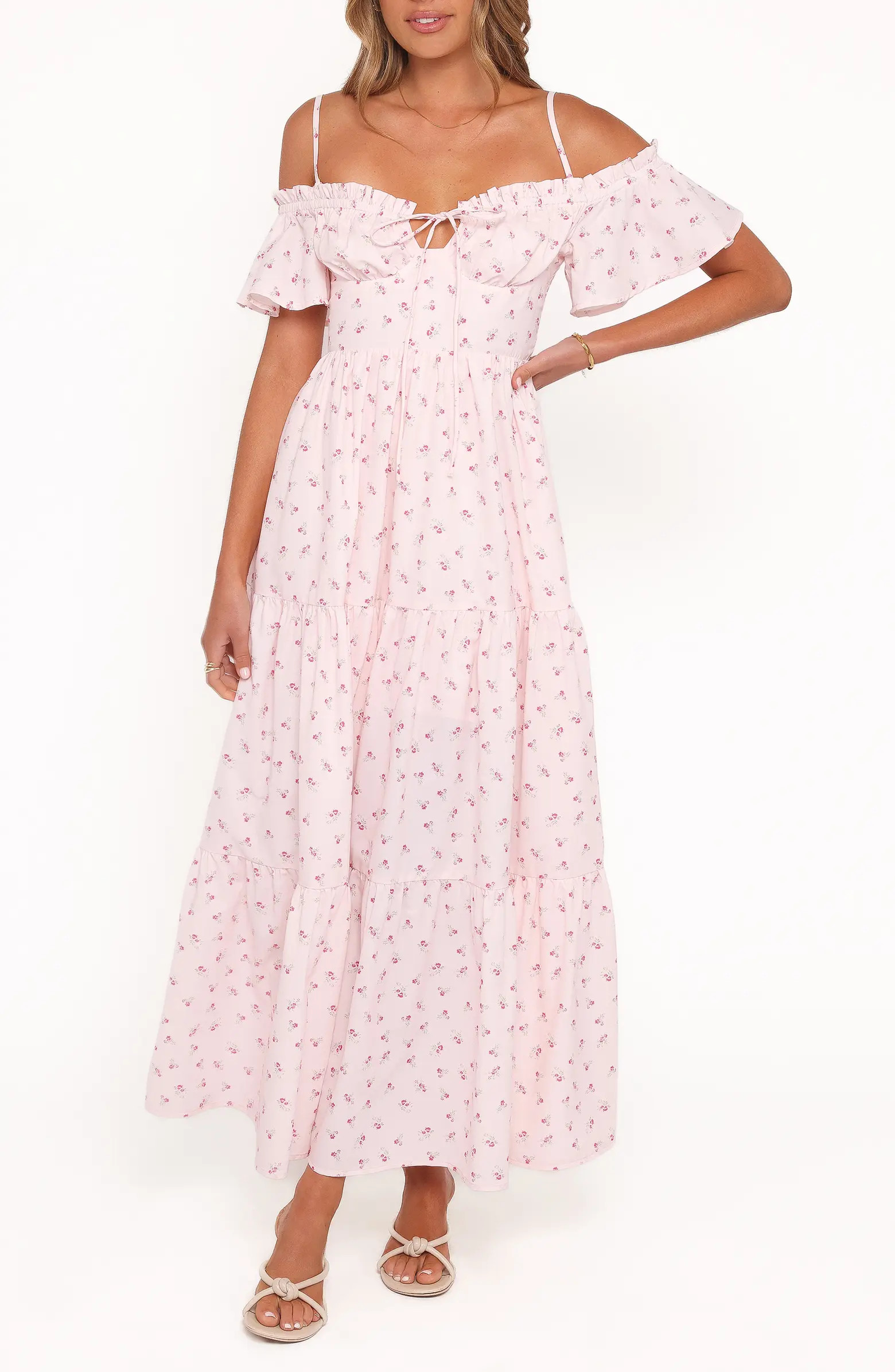 Lachay Ditsy Floral Cold Shoulder Maxi Dress | Nordstrom