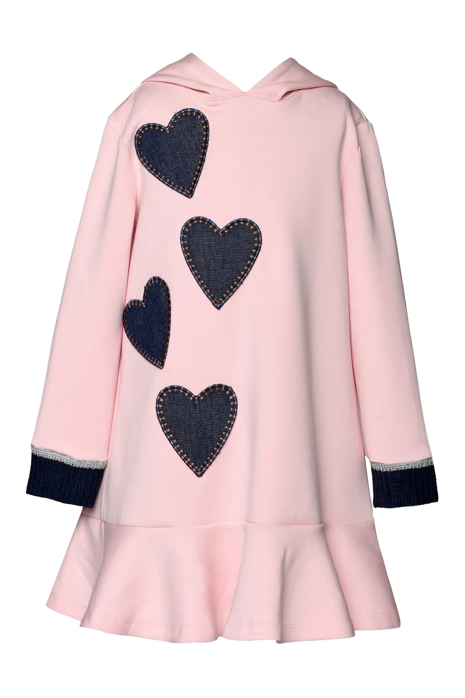 Truly Me Kids' Heart Appliqué Hooded Long Sleeve Scuba Knit Dress (Women) | Nordstrom | Nordstrom