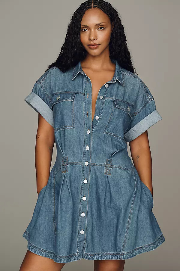 100% Cotton Denim Mini Shirtdress | Anthropologie (US)