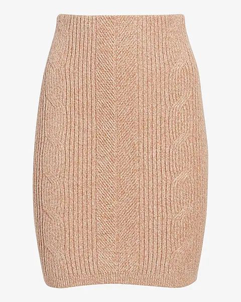 High Waisted Cable Knit Mini Sweater Skirt | Express