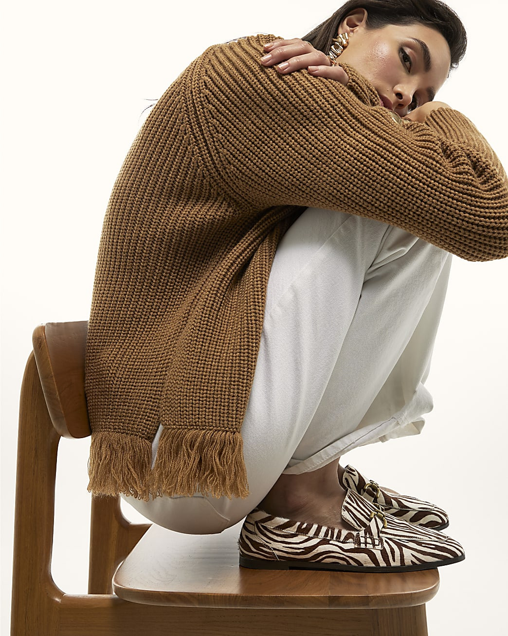 White Leather Zebra Loafers | River Island UK & IE