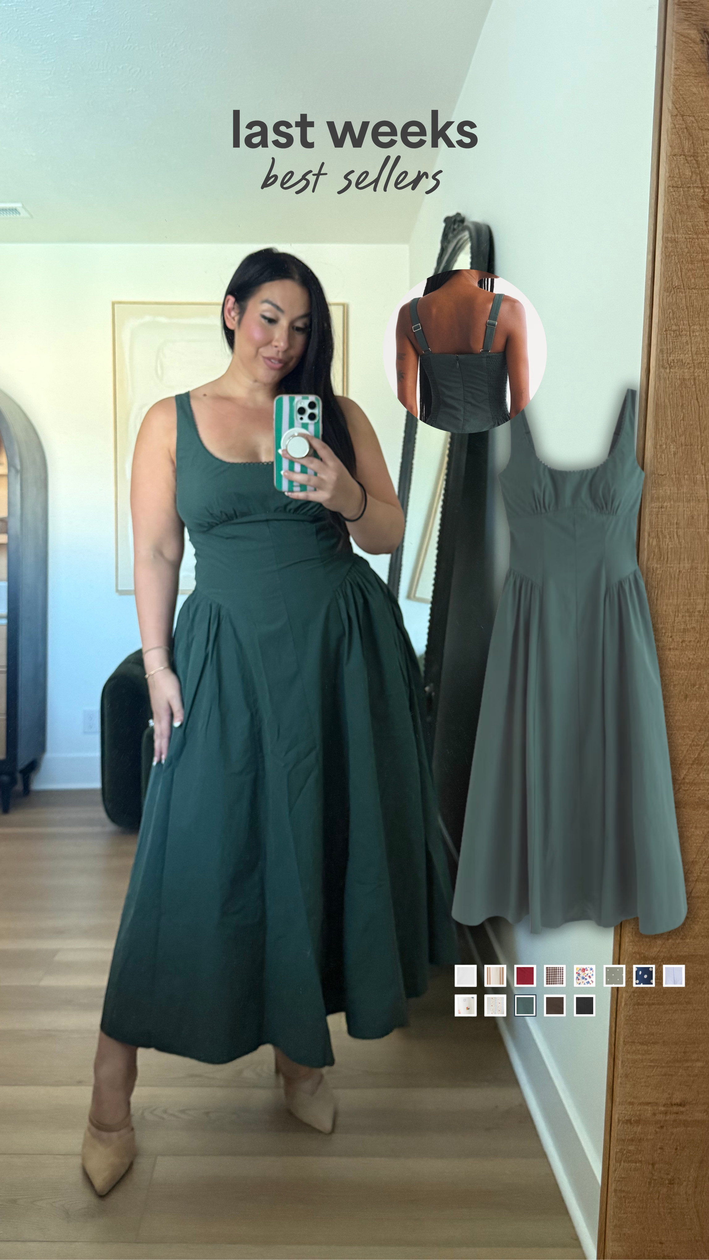 Our favorite bra-free dress in this green for fall! It has adjustable straps and would be perfect for fall family photos! 

Fall outfits, fall dresses, mid size outfits, mid size ootd, midi dresses for fall

#LTKootd #LTKMidsize