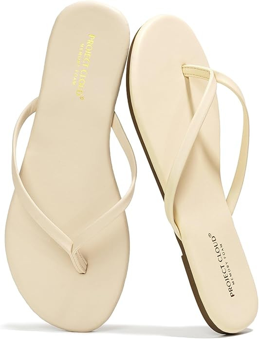 Vegan Leather Womens Sandals & Flip flops for Women - Non-Slip Sandals Women Summer Slippers Beac... | Amazon (US)