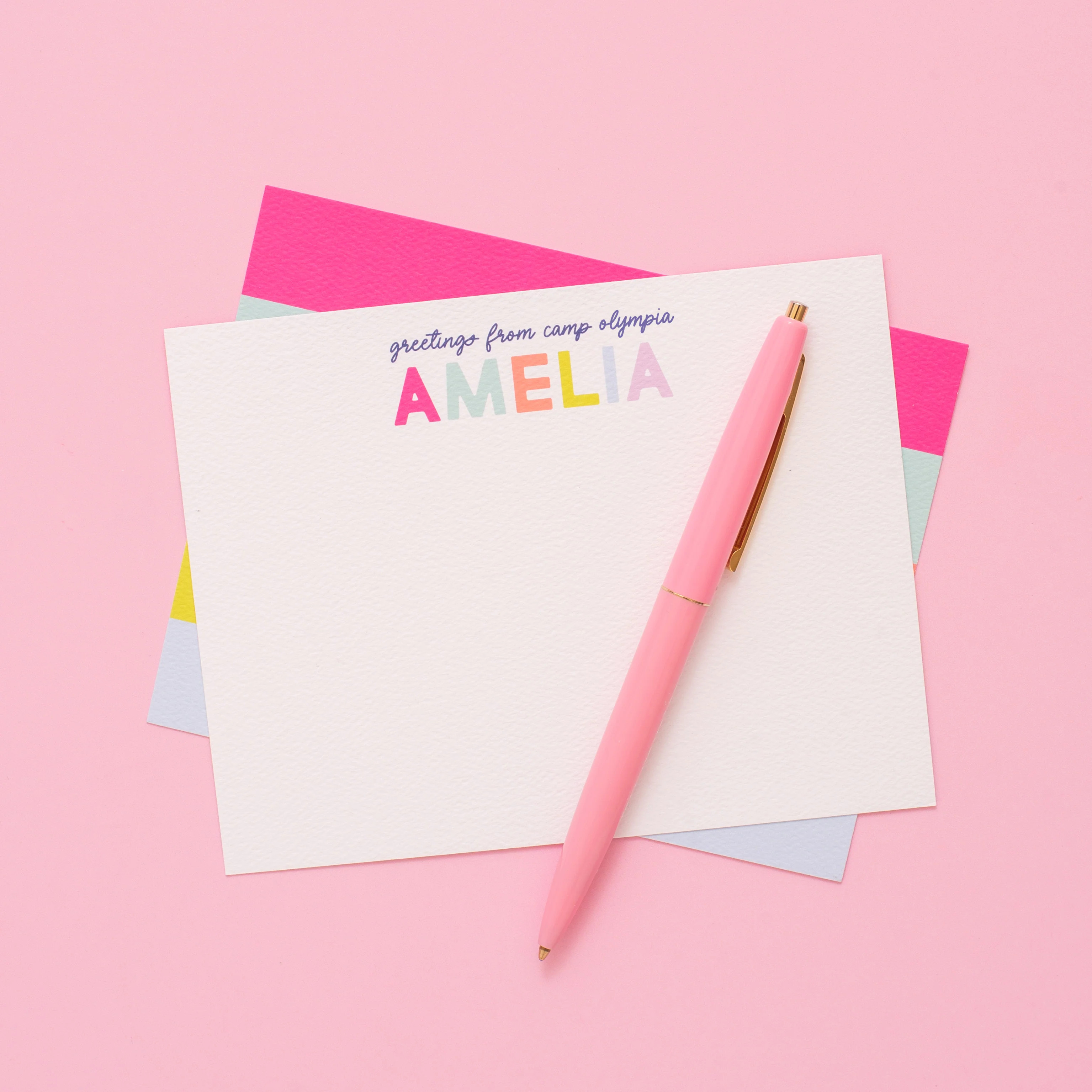 Camp Personalized Stationery - Pink | Joy Creative Shop