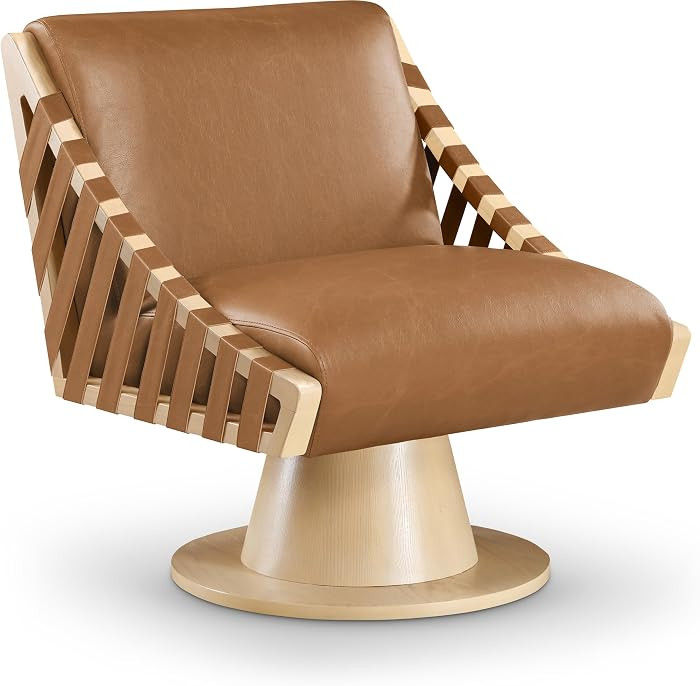 Meridian Furniture 33001Cognac Millwin Collection Art Deco Swivel Accent Chair with Rich Cognac V... | Amazon (US)