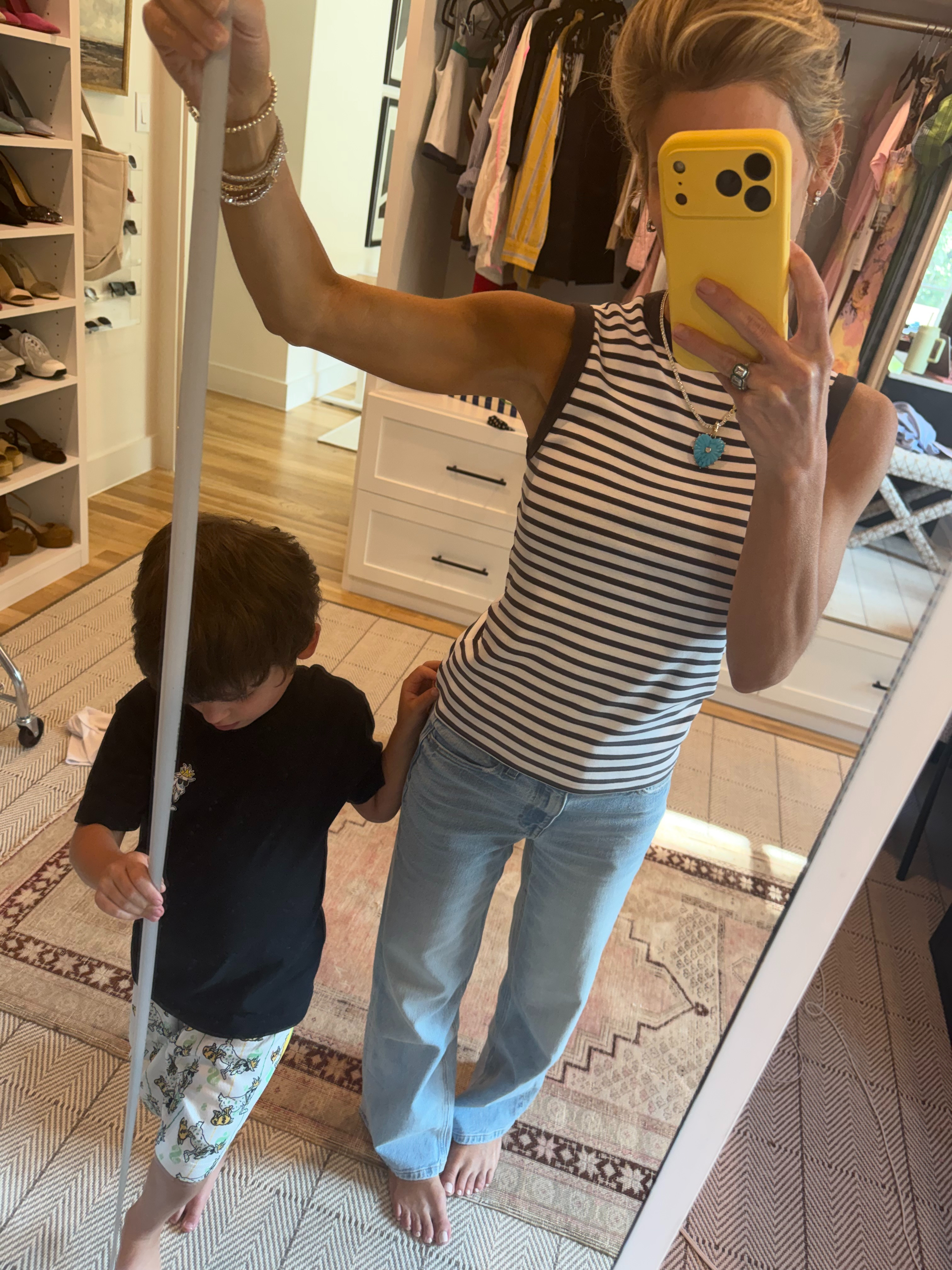 madewell striped tank (wearing XS). AYR secret sauce jeans (TTS). Tatch charm necklace  

 