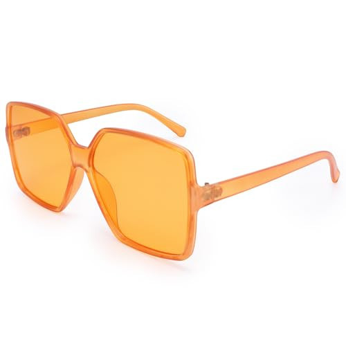 Dollger Oversized Orange Sunglasses for Women Big Large Wide Orange Lens Shades UV Protection Unisex | Amazon (US)