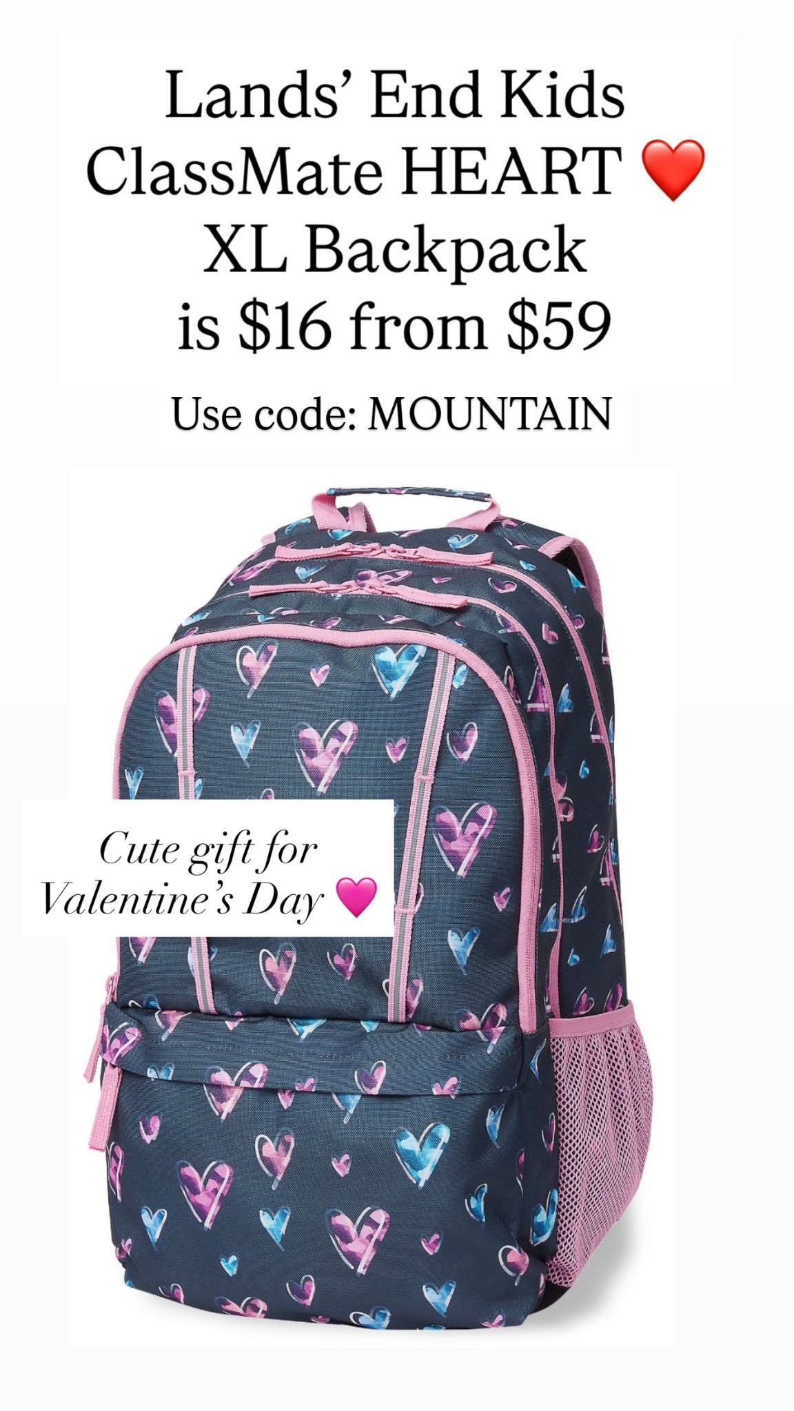 Lands’ End Kids ClassMate XL Backpack are $16 from $59. Use code - MOUNTAIN

#LTKSaleAlert