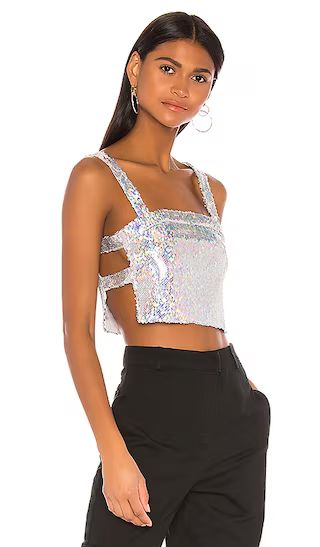 Karla Cut Out Top in Iridescent Silver | Revolve Clothing (Global)