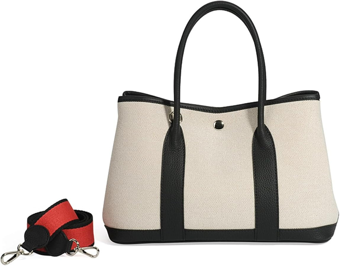Tote Bag for Women, Leather and Canvas Top Handle Bags, Womens Crossbody Bag | Amazon (US)