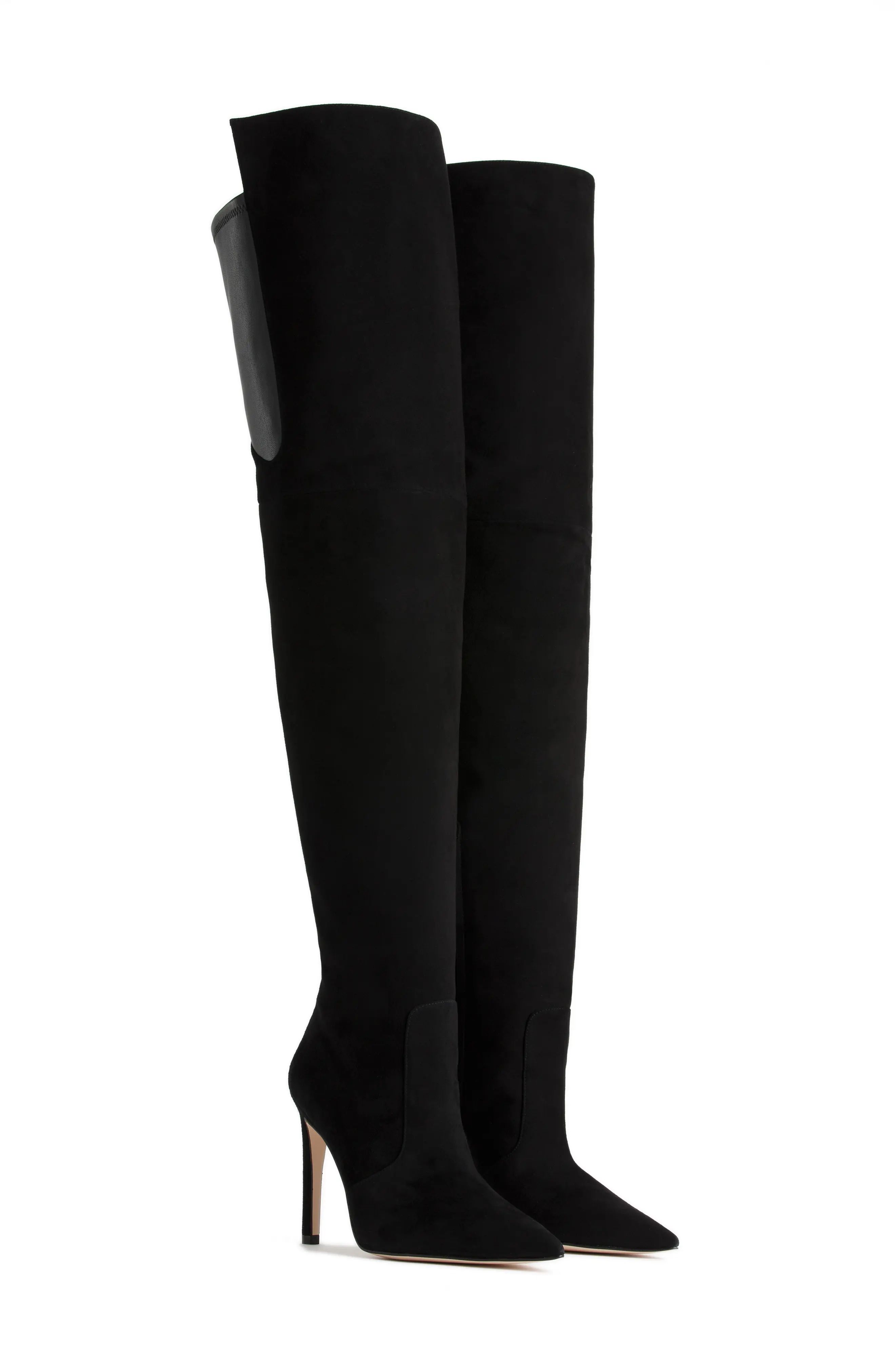 Good American The Emma Over the Knee Boot, Size 10.5 in Black Suede at Nordstrom | Nordstrom