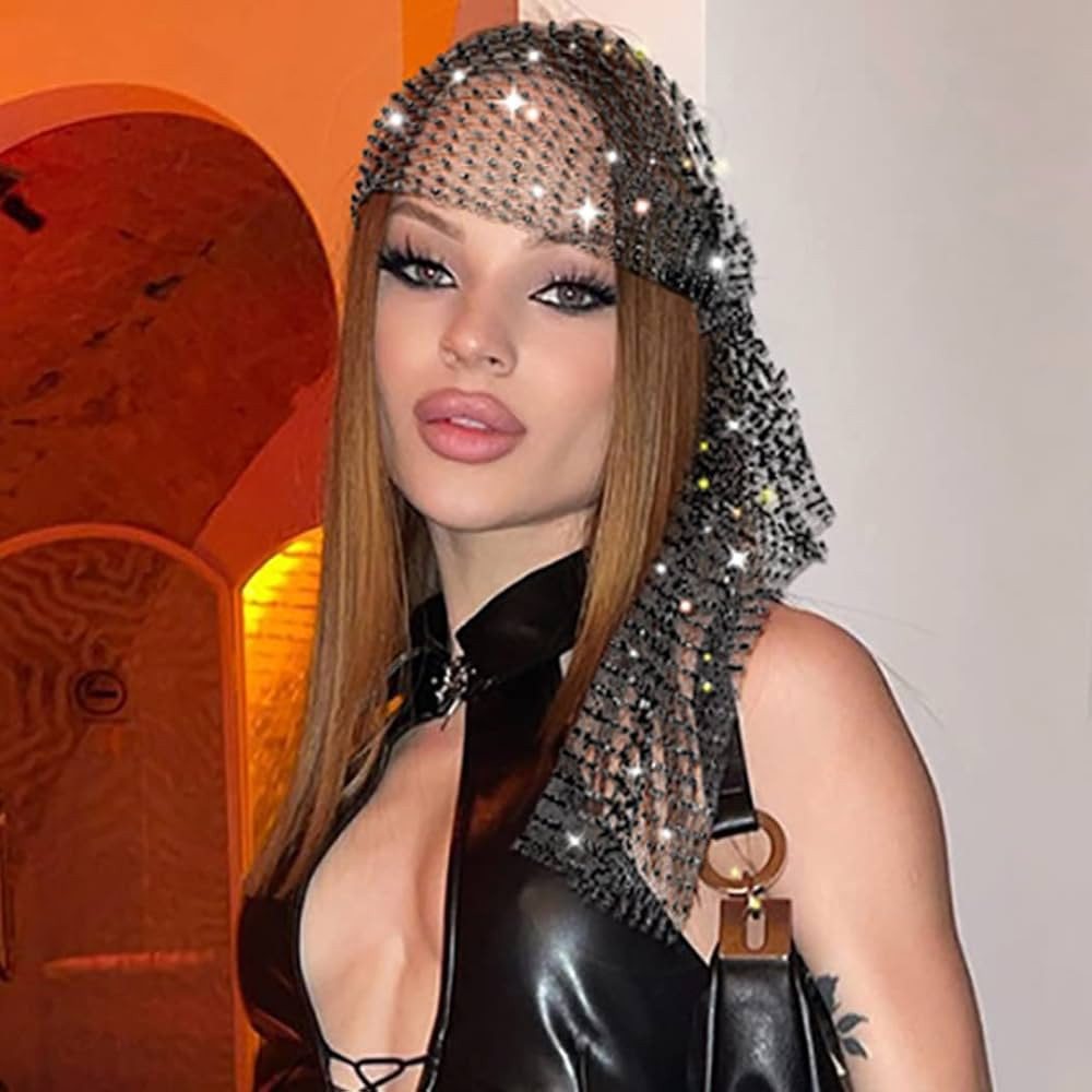 Formery Sparkly Rhinestone Mesh Headband Crystal Wide Hairbands Turban Party Nightclub Rave Edge ... | Amazon (US)