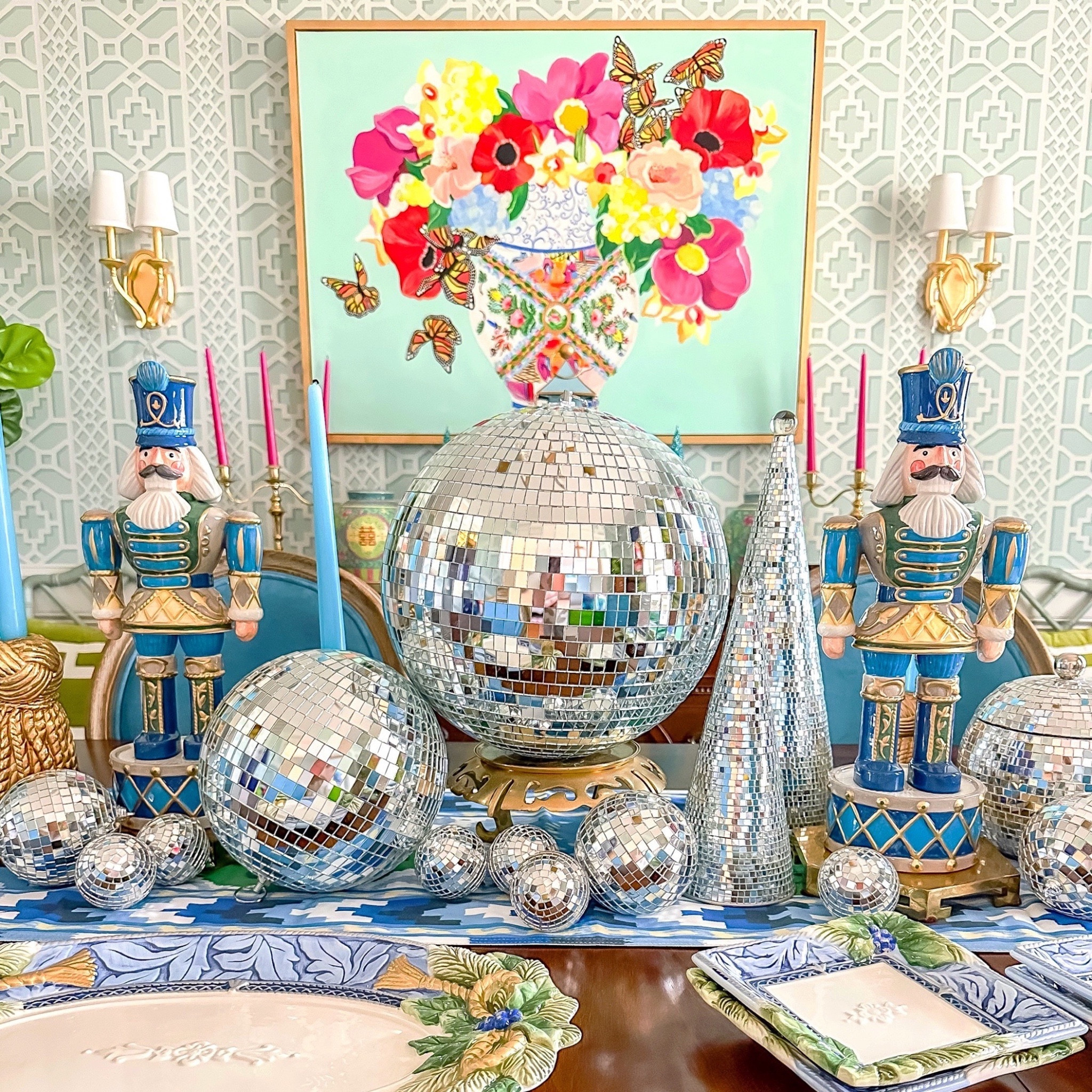 Holiday Table Decor!  Disco balls and nutcrackers for the win!

#LTKhome #LTKSeasonal #LTKHoliday