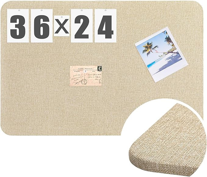 Linen Fabric Bulletin Board Pinboard for Walls Display Frameless Pinboard Display Notice Memory B... | Amazon (US)