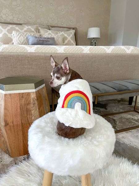 The cutest faux fur rainbow pet jacket!

Dog coat, dog clothes, dog jacket

#LTKfamily #LTKunder50 #LTKSeasonal