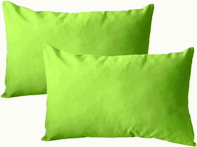 2Pack Outdoor/Indoor Throw Pillow Cover, Waterproof Solid Pillow Case Kiwi 12"x20"       Send to ... | Amazon (US)