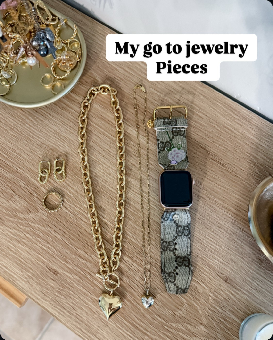 My to jewelry earrings, necklaces, ring. DM me on Instagram for link and code to watchband. 

#LTKStyleTip #LTKGiftGuide #LTKOver40