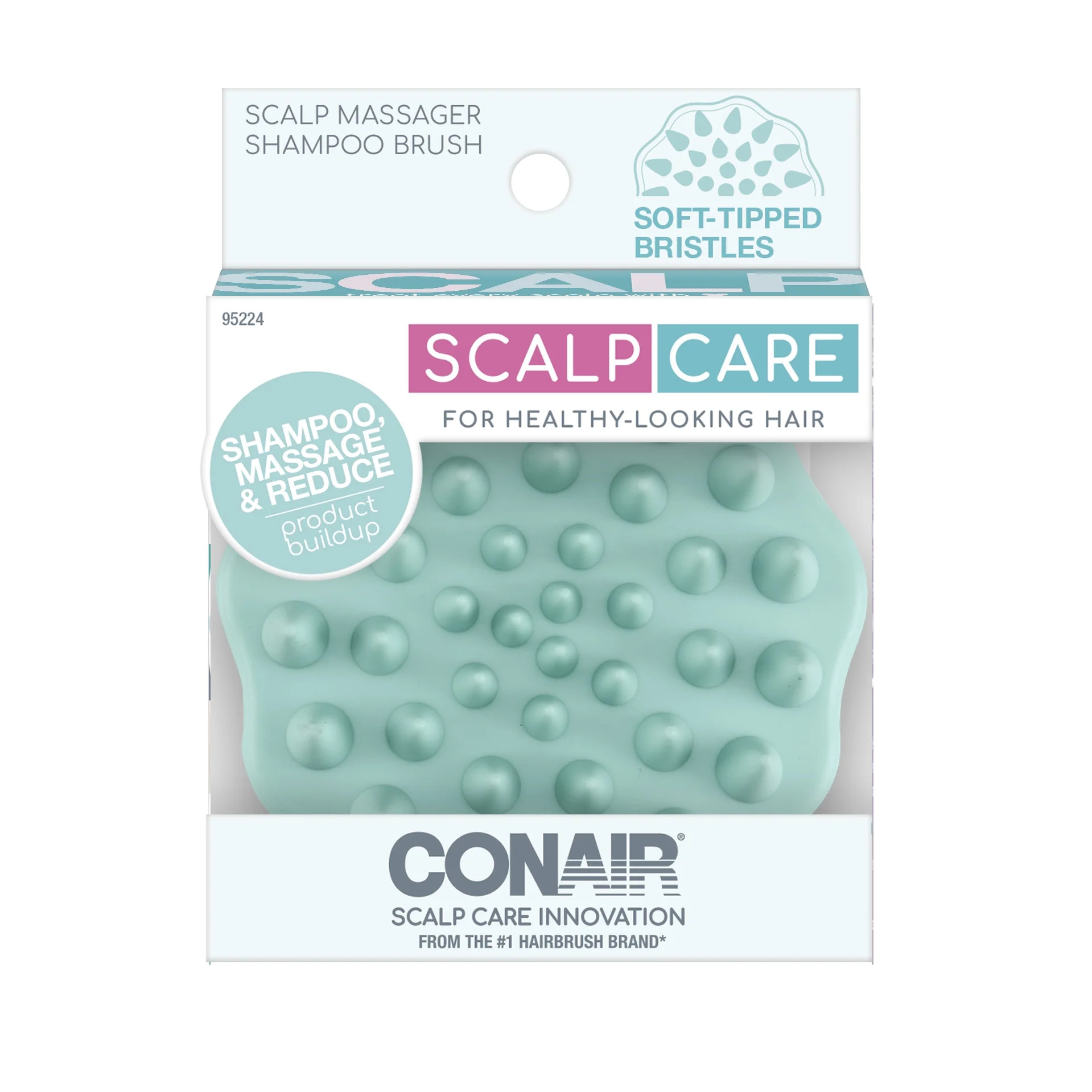 Conair Scalp Care Shampoo Scalp Massage Hair Brush, Green | Walmart (US)