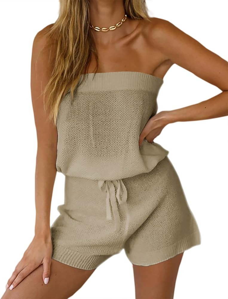 Chang Yun Womens Summer Jumpsuits Casual Loose Sleeveless Off Shoulder Elastic Waist Romper Loung... | Amazon (US)