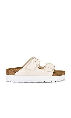 BIRKENSTOCK Arizona Platform Faux Leather Sandal in Eggshell from Revolve.com | Revolve Clothing (Global)