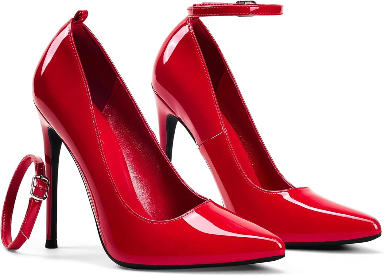 Elisabet Tang Women's Fashion Removable Ankle Strap Classic Pumps High Heels - 4.7IN Sexy Closed ... | Amazon (US)