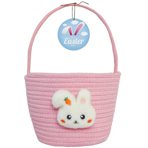 Easter Basket, Easter Baskets for Kids, Baby Easter Basket with Handle, Empty Bunny Egg Basket, Easter Baskets for Boys, Girls, Toddler, Babies, Infant Easter gifts basket Personalized | Amazon (US)