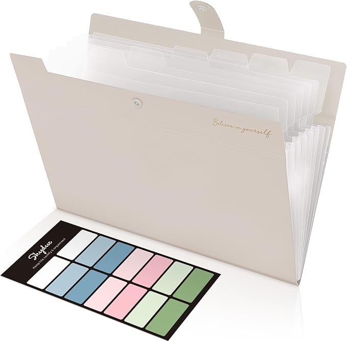 SKYDUE Expanding File Organizer with 8 Pockets, Accordion File Folders with Labels, Portable Docu... | Amazon (US)