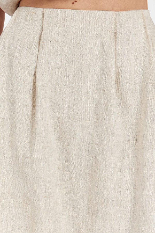 AMY NATURAL LINEN MIDI SKIRT | DISSH