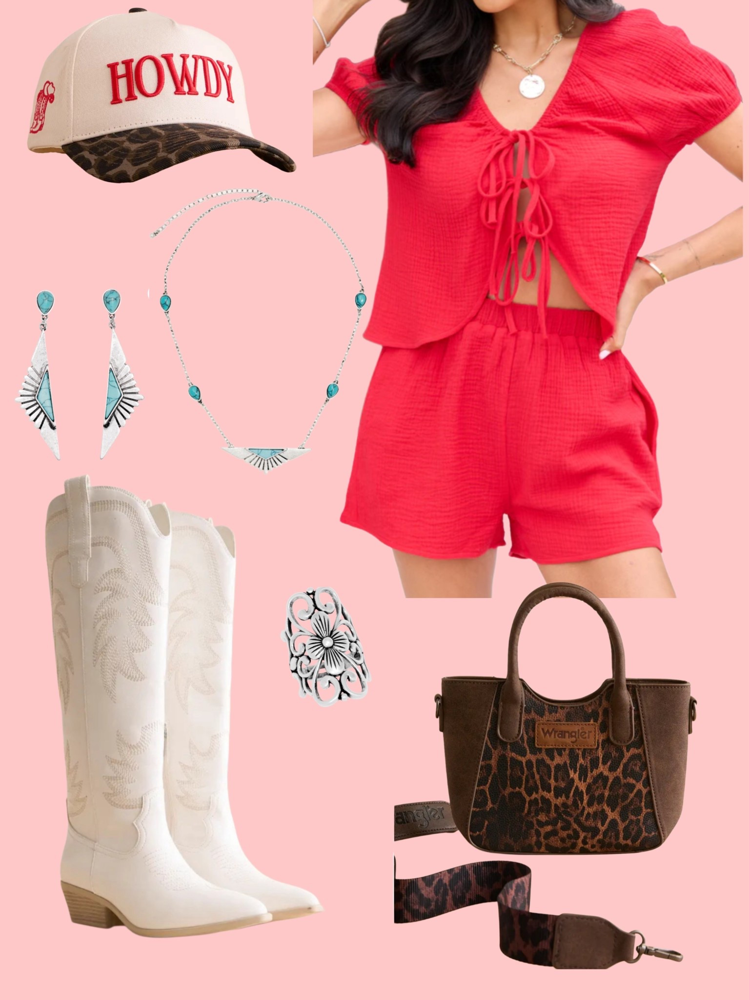 Red & leopard outfit idea 💡 code LORI to save on red shorts and tie top set

#LTKSeasonal #LTKootd #LTKFestival