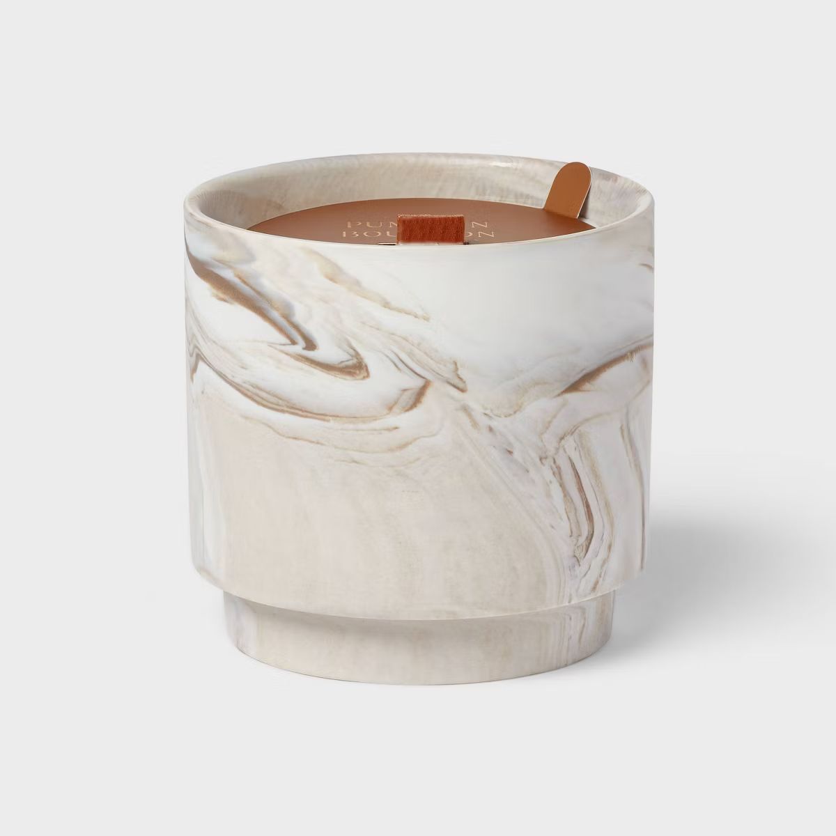 15oz Marble Print Ceramic Wooden Wick Pumpkin Bourbon Jar Candle - Threshold™ | Target