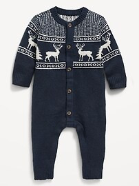 Unisex Button-Front Fair Isle One-Piece for Baby | Old Navy (US)