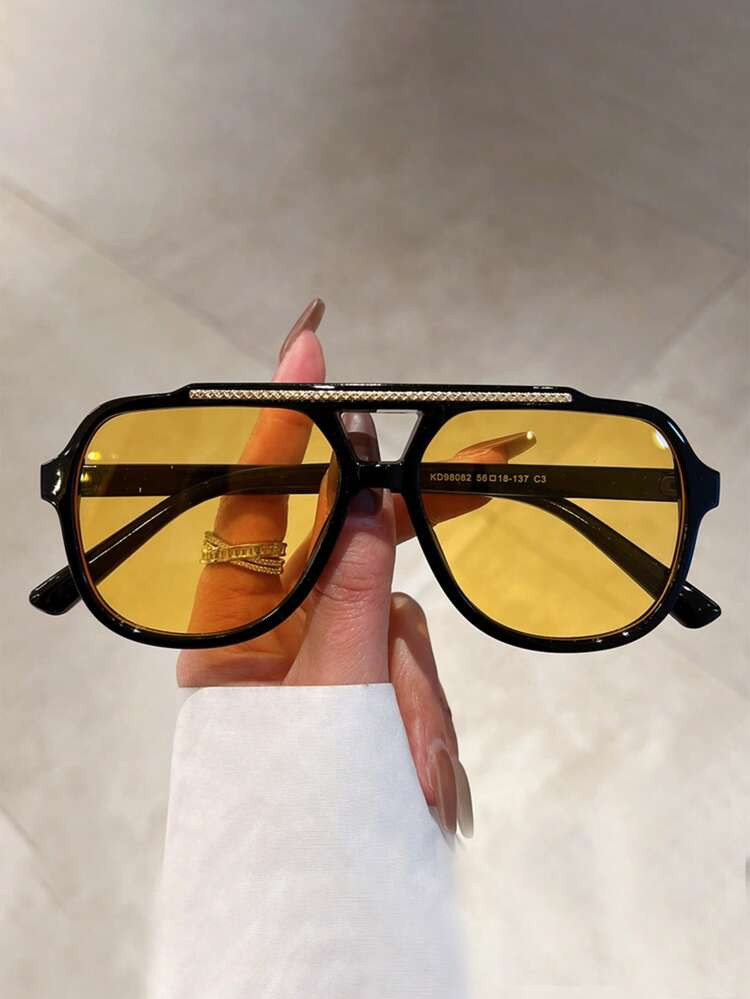 1pair Women Top Bar Tinted Lens Boho Fashion Glasses, For Outdoor Travel | SHEIN