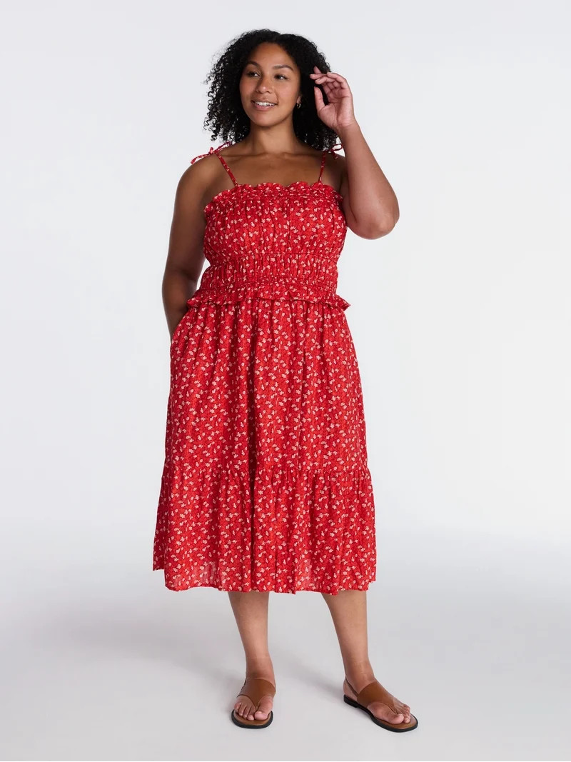 Time and Tru Women's Pipped Midi Dress, Sizes XS - XXXL | Walmart (US)