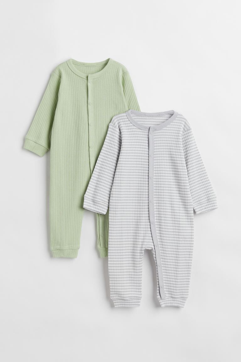 2-pack Ribbed Cotton Pajamas | H&M (US)