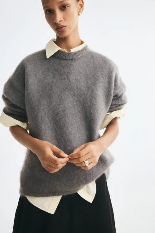 H&M Oversized Mohair-Blend Sweater in Dark Dusty Gray at Nordstrom, Size Medium | Nordstrom