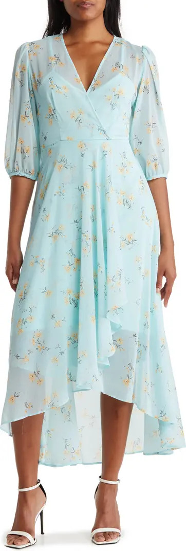 Floral Print Chiffon Midi Dress | Nordstrom Rack