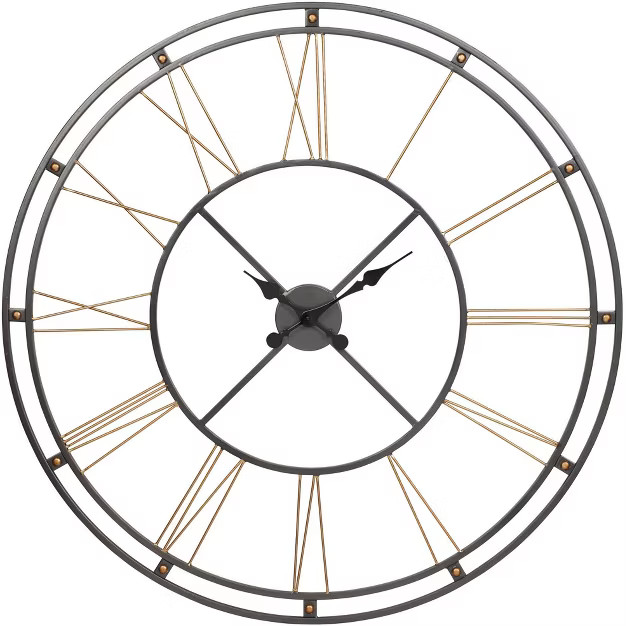 River Parks Studio Nolla Gunmetal and Gold Metal 36" Round Wall Clock | Target