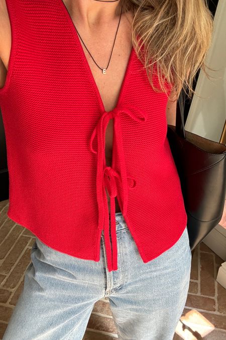 Red Knit Tie Top ❤️ Aligne | weekend outfit | brunch outfit | summer outfit 

I wear an XS 

#LTKstyletip #LTKsummer #LTKspring