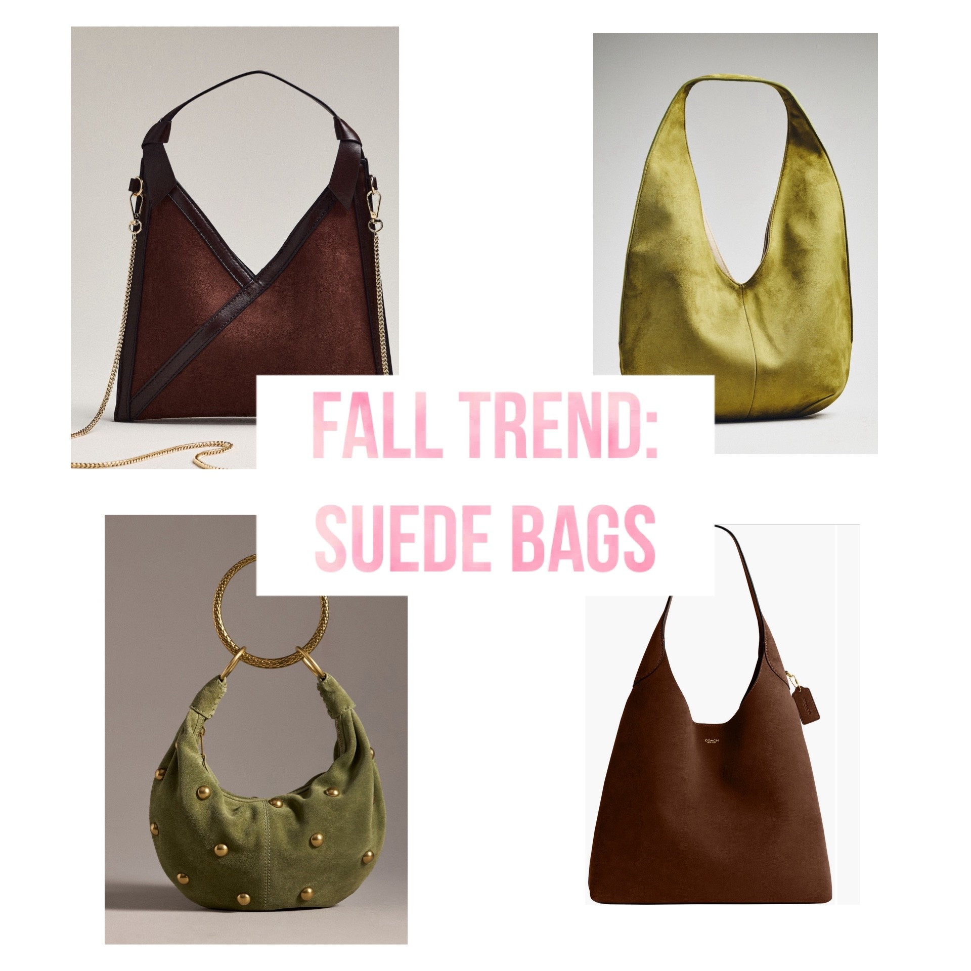Suede bags! Coach Brooklyn. Brown suede bag. Olive green suede bag. 

#LTKStyleTip #LTKSeasonal #LTKItBag