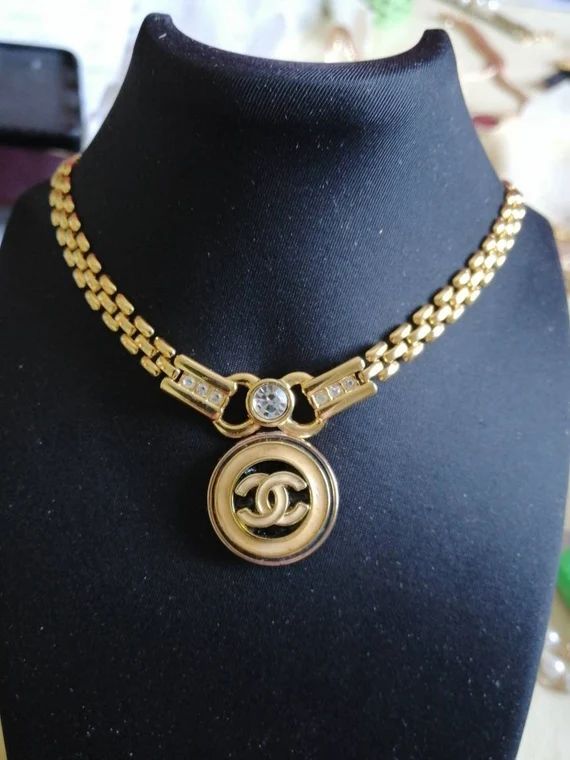 Stunning vintage Designer button reworked onto a vintage necklace | Etsy (US)