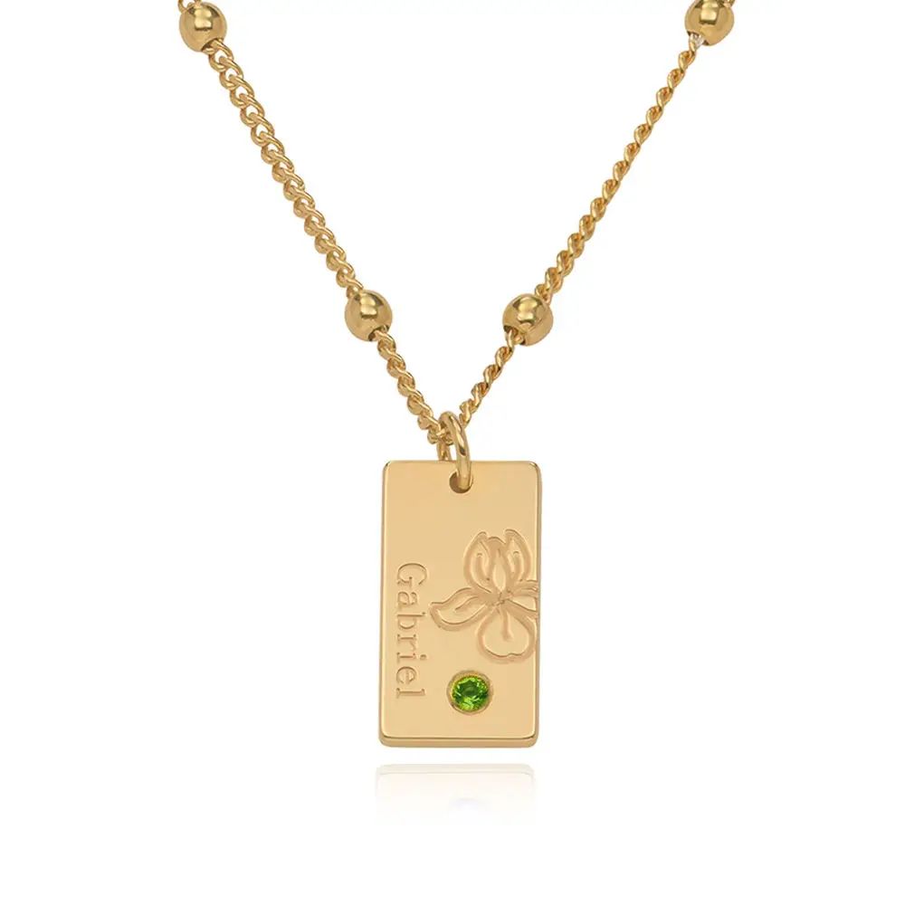 Blossom Birth Flower & Stone Necklace in 18K Gold Plating | MYKA