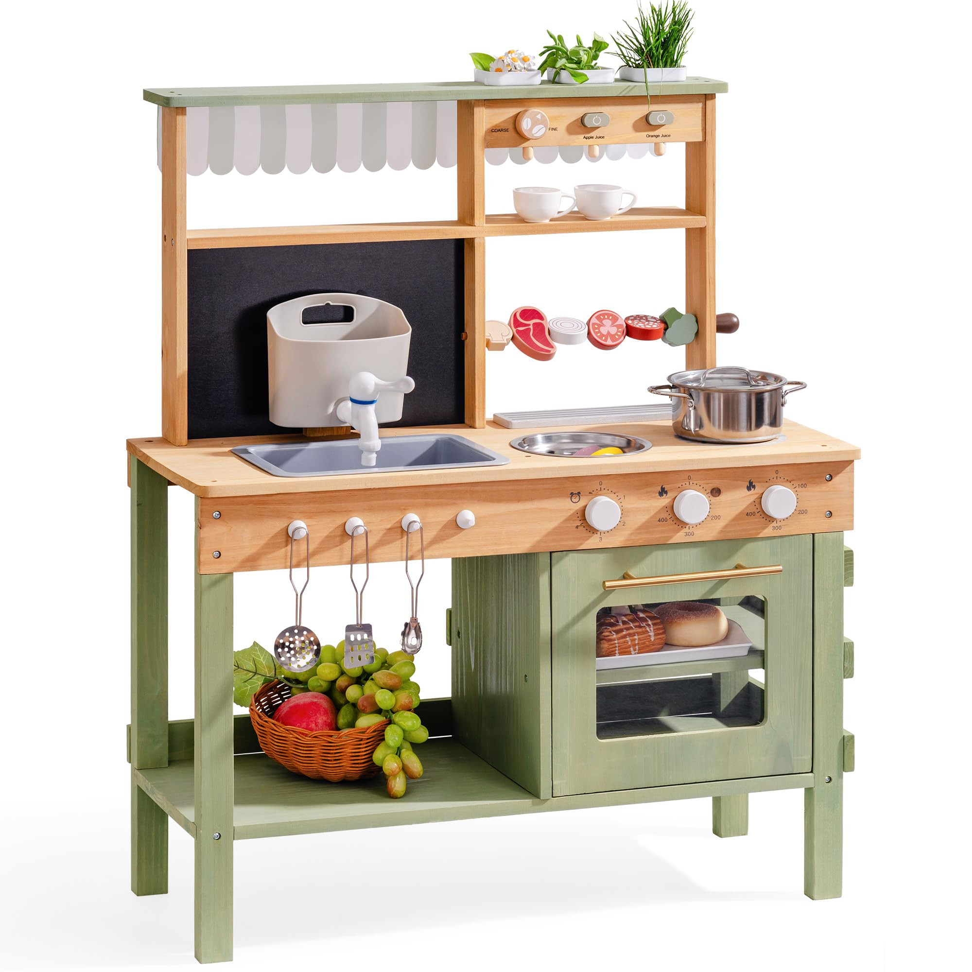 ROBOTIME Mud Kitchen for Kids, Outdoor Wooden Playset with Mud Kitchen, Sink, BBQ Grill, Coffee M... | Amazon (US)