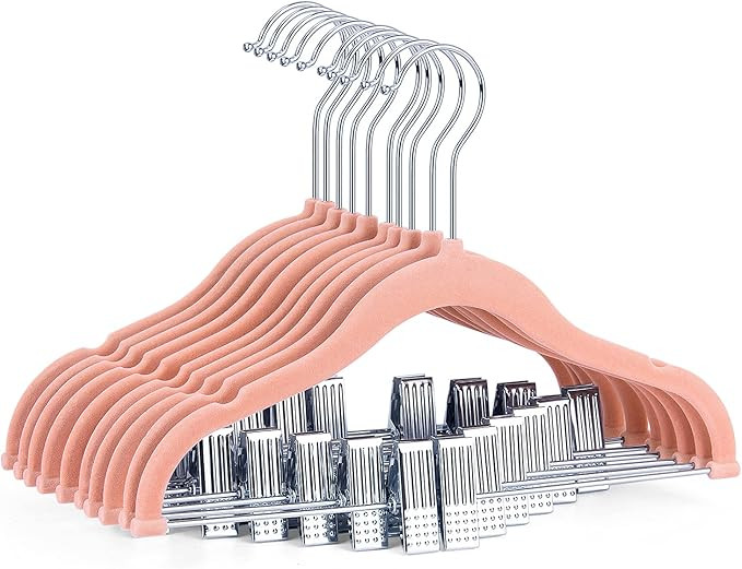 IEOKE Velvet Pants Hangers with Clips, Non Slip Baby Hangers Ultra Thin Space Saving Felt Hangers... | Amazon (US)