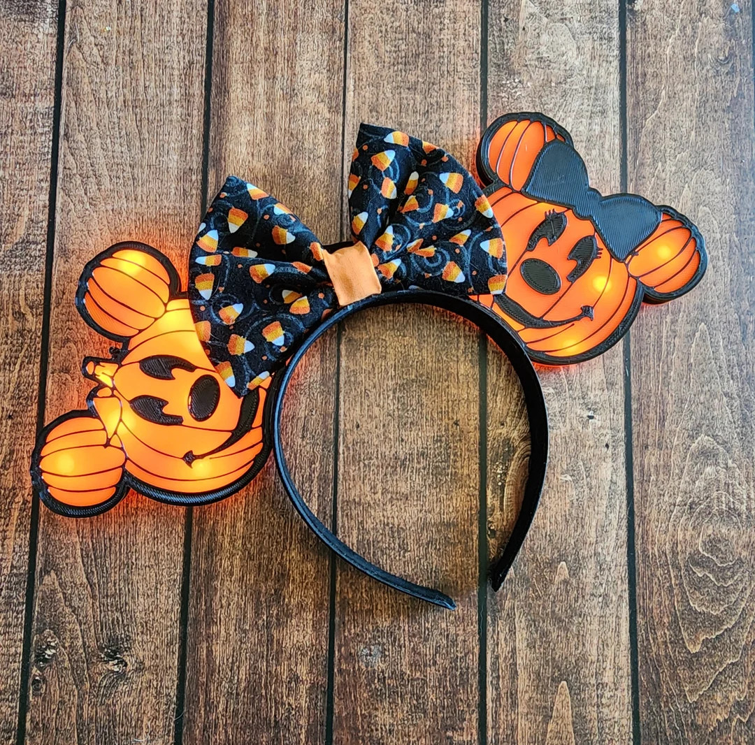 Light up Pumpkin Mouse Ears Illuminated Halloween Headband - Etsy | Etsy (US)