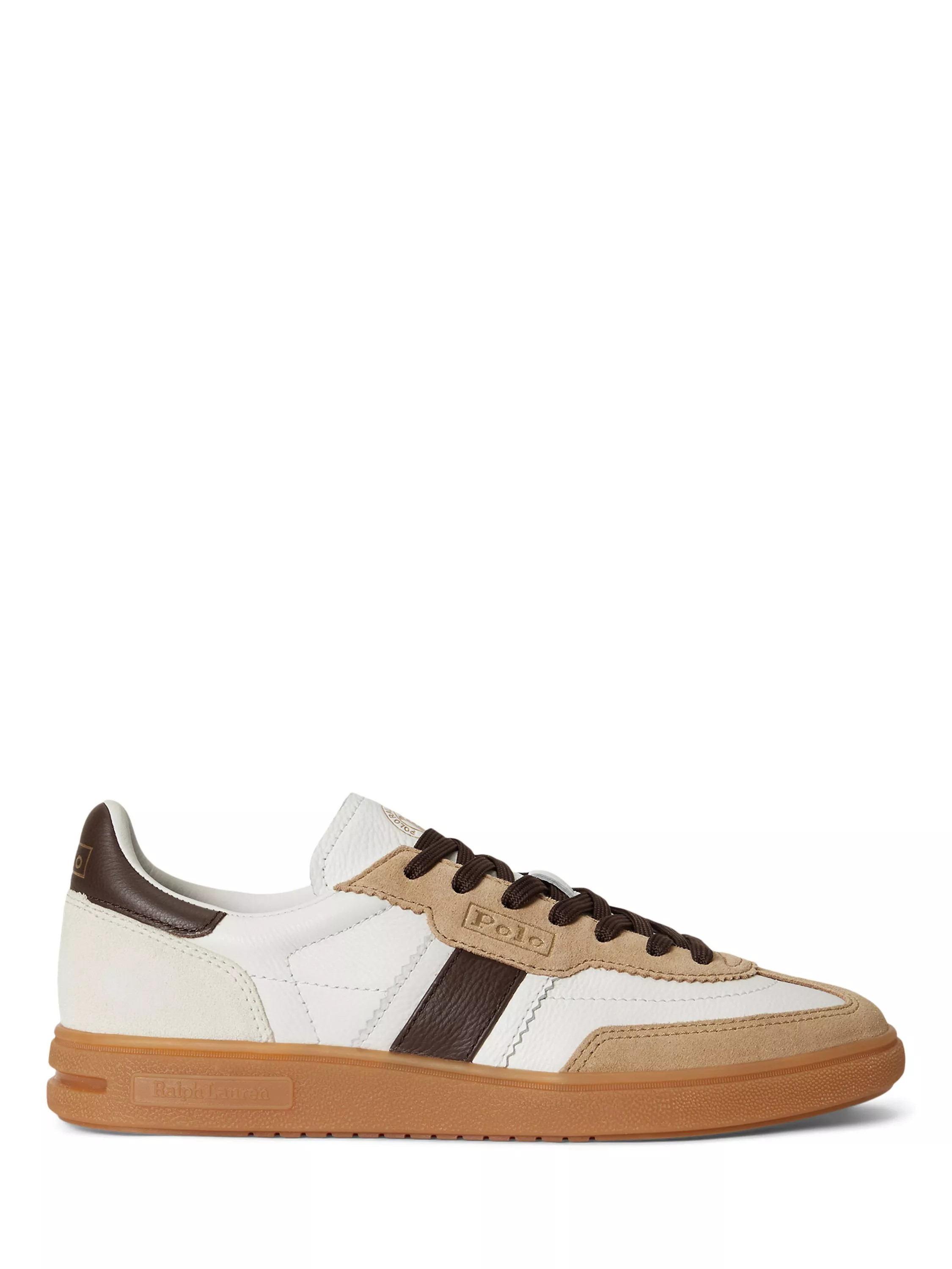 Polo Ralph Lauren Bedford Suede Lace Up Trainers, White/Brown | John Lewis (UK)