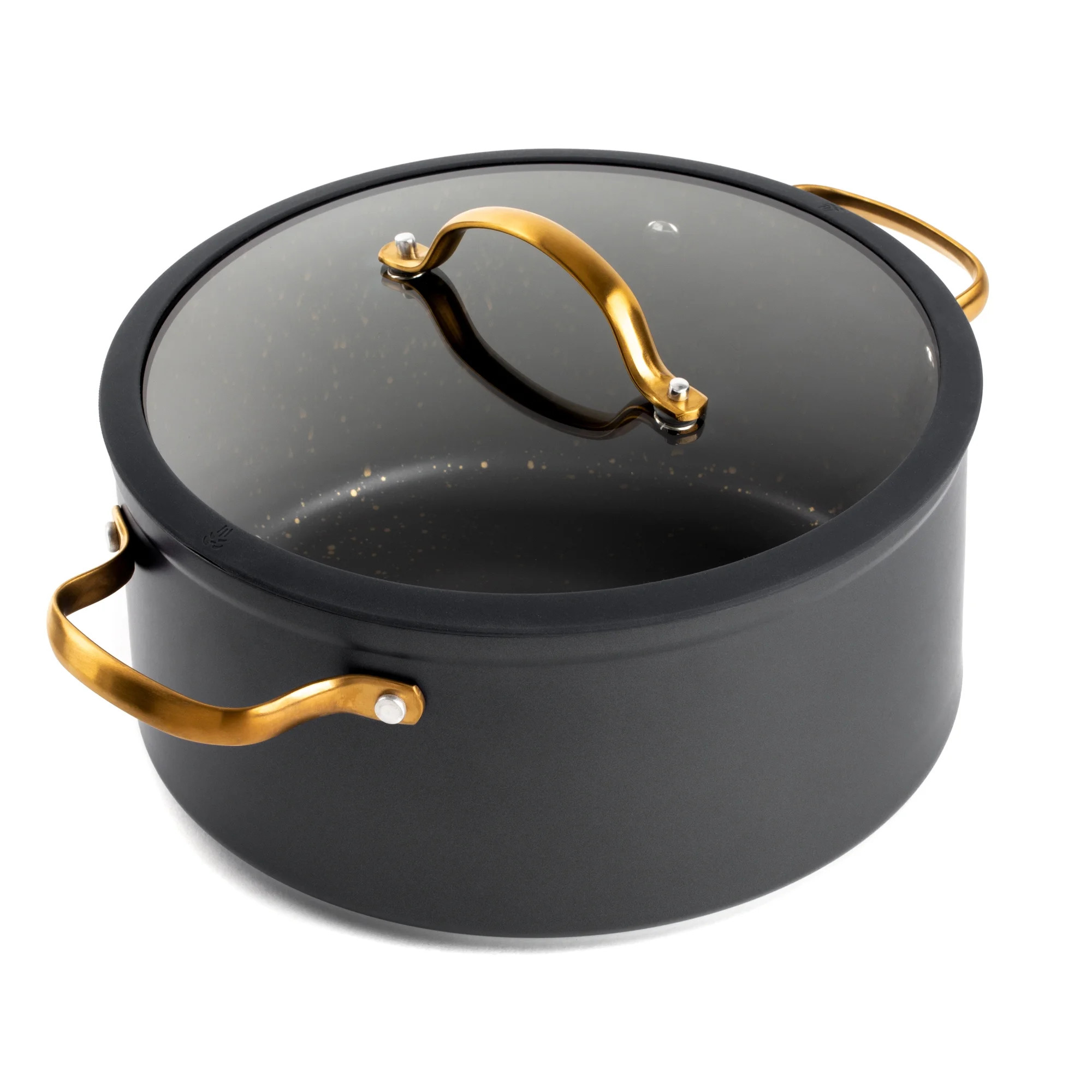 Thyme & Table 5 QT  Non-Stick Stock Pot with Glass Lid - Black & Gold, Signature Collection | Walmart (US)