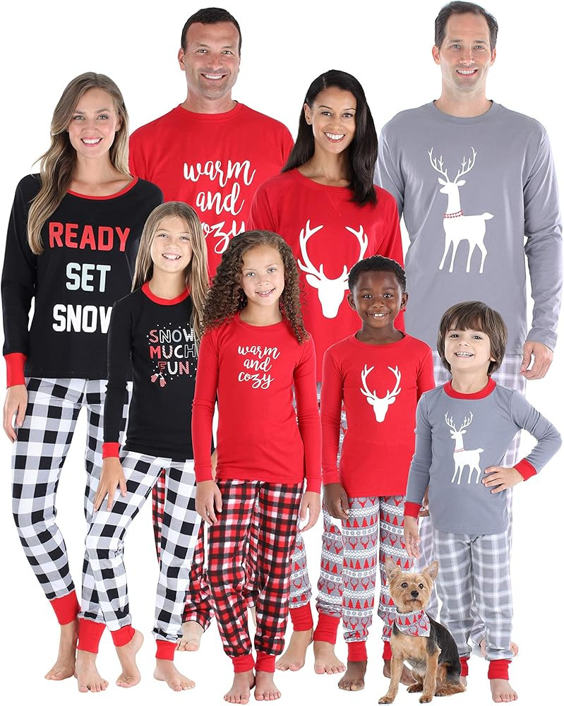 SleepytimePJs Christmas Family Matching Mix and Match Red Holiday Pajama PJ Sets | Amazon (US)